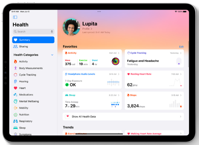 Health on iPadOS 17