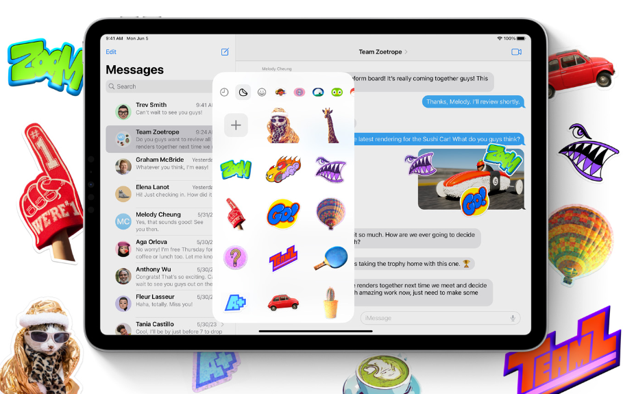 stickers on iPadOS 17